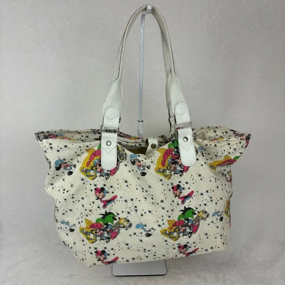 Vintage Disney Mickey Minnie Mouse 100% Cotton Canvas Tote Bag Made Taiwan